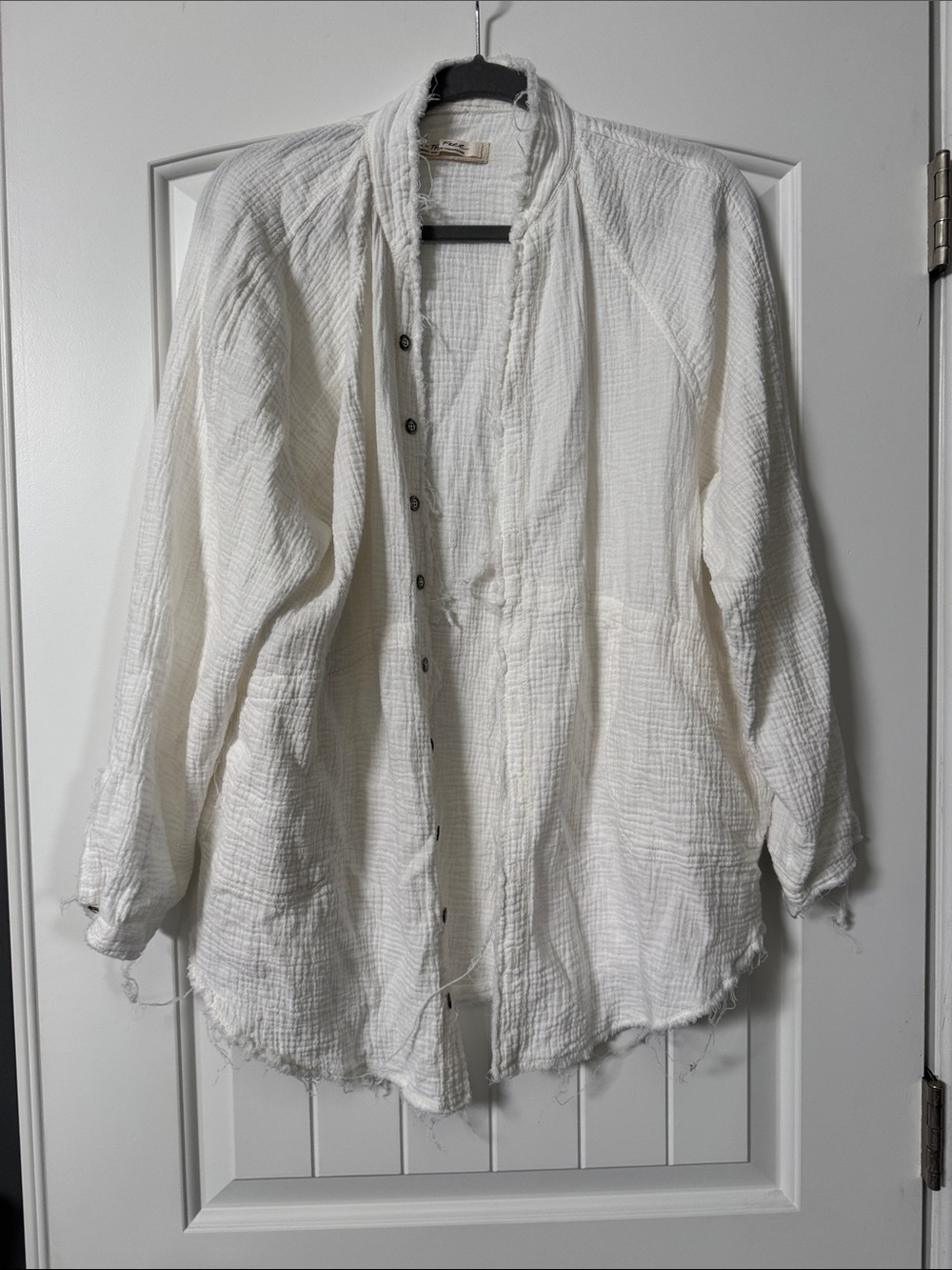 We The Free White Gauze Button-Front Shirt